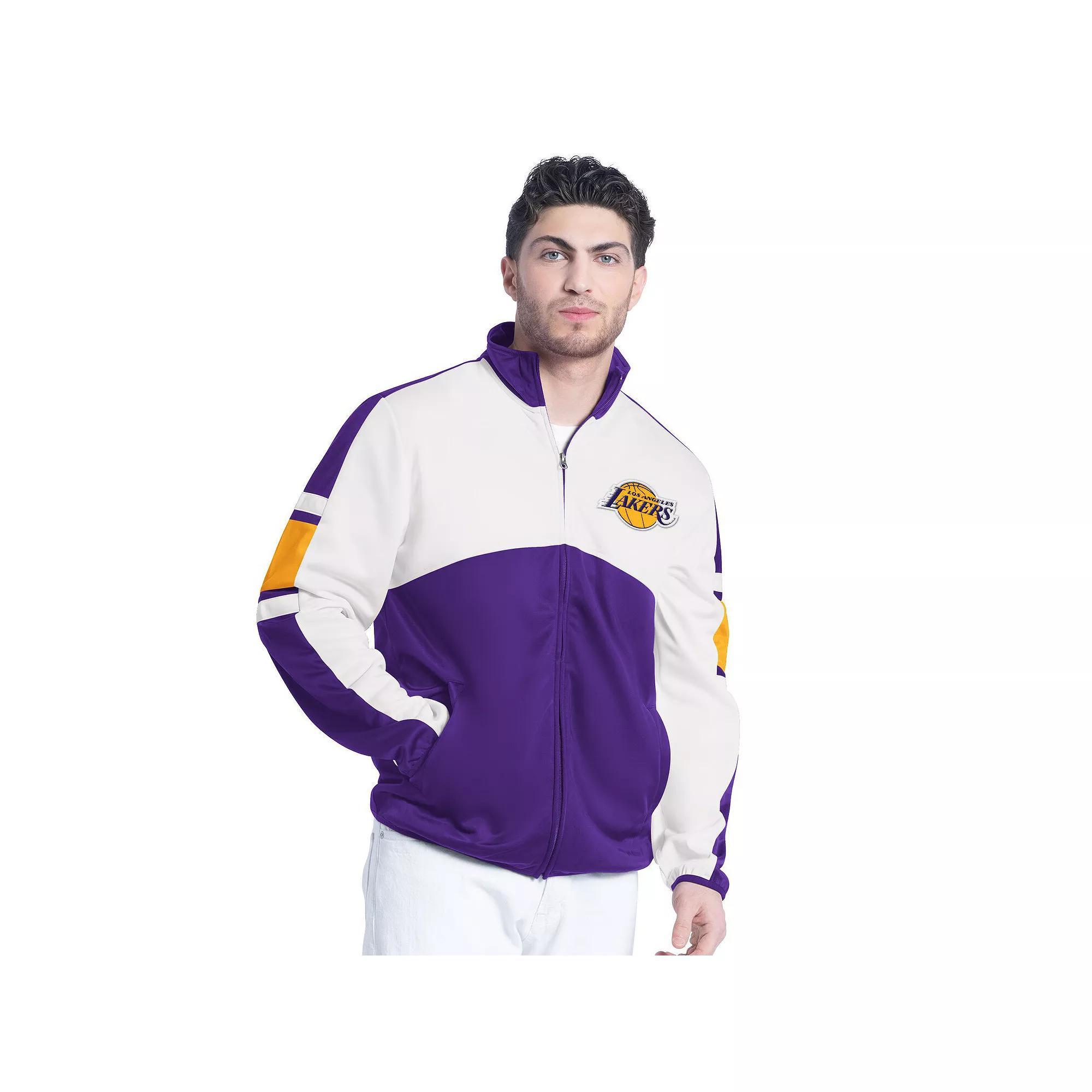 Mens G-III Sports by Carl Banks /White Los Angeles Lakers Back Field Full-Zip Track Jacket Product Image