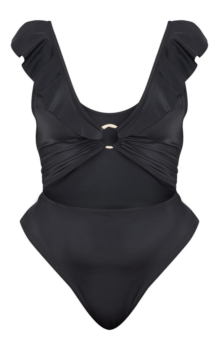Plus Black Frill Edge Ring Detail Swimsuit Product Image