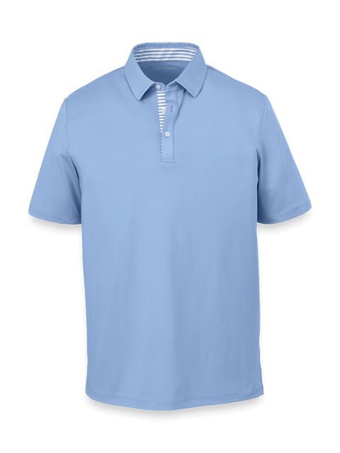 Performance Blend Three Button Polo - Light Blue Product Image