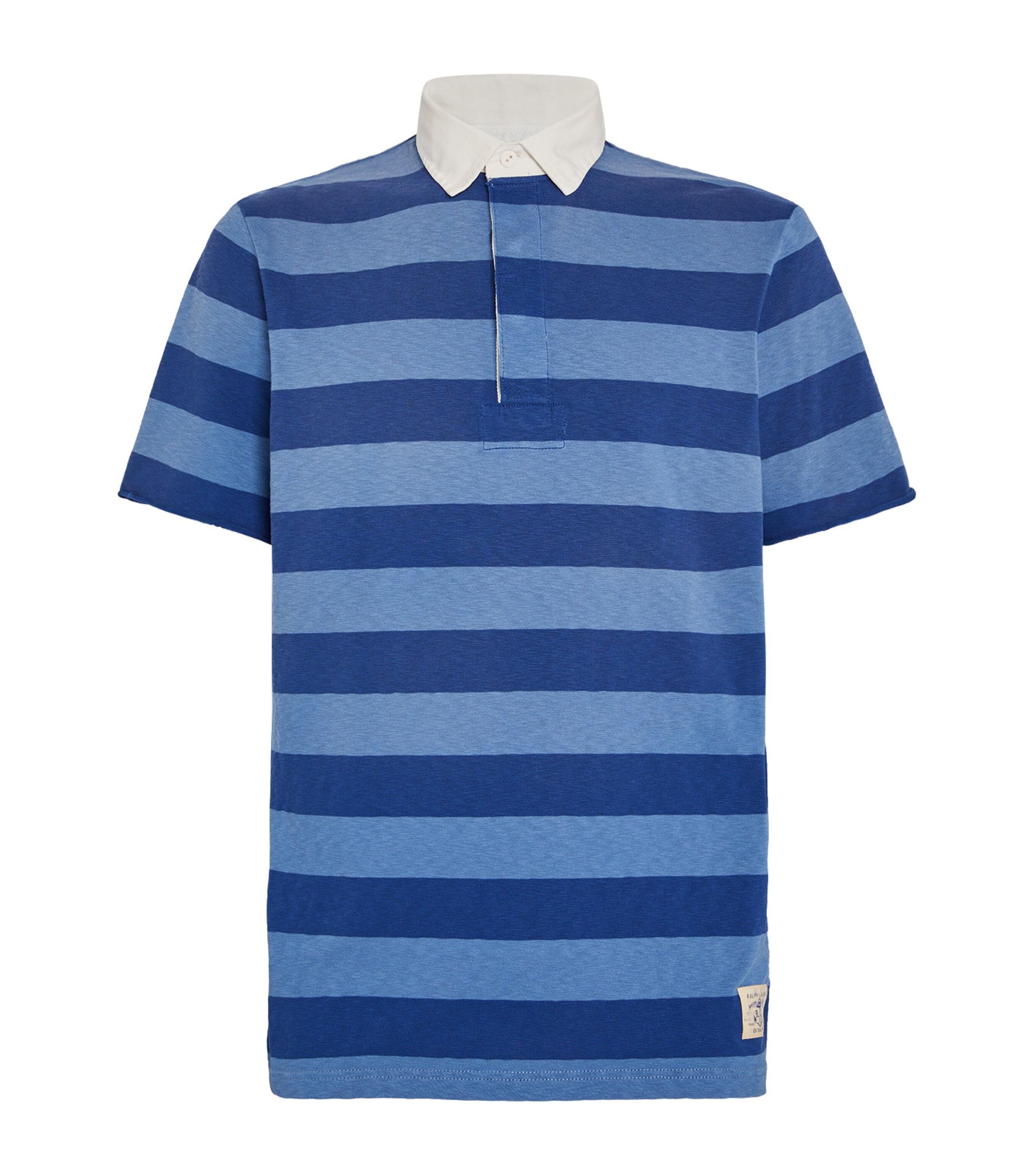 POLO RALPH LAUREN Jersey Striped Rugby Shirt In Blue Product Image