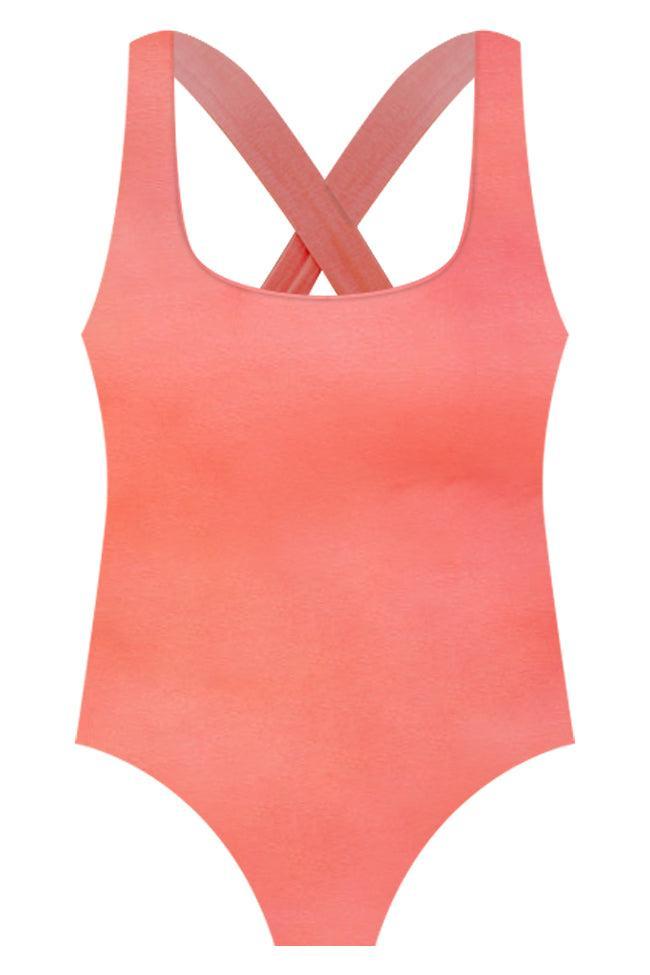 Distant Shores Coral Padded Knit Tank Bodysuit FINAL SALE Product Image