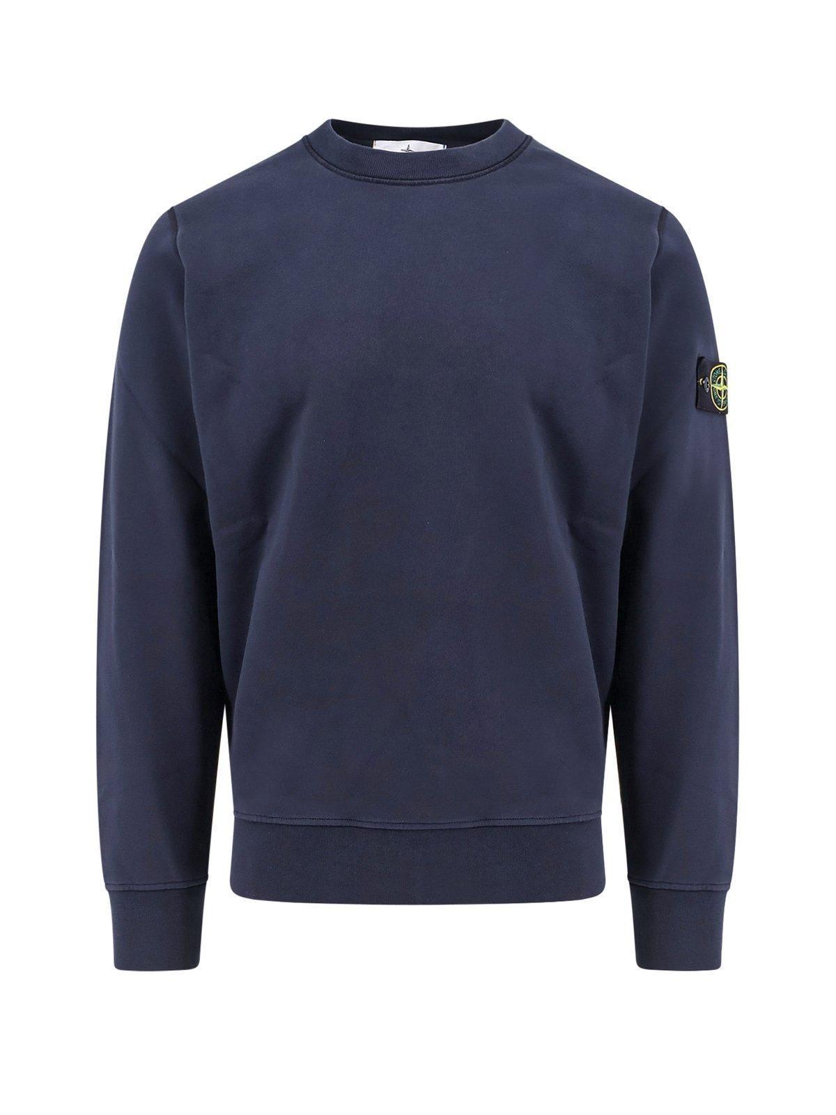 STONE ISLAND Round-neck Sweatshirt In Blue Product Image