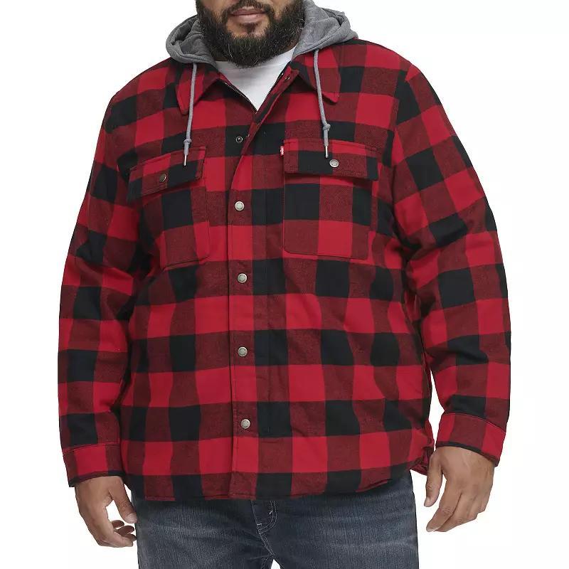 Big & Tall Levis Plaid Sherpa-Lined Hooded Shirt Jacket, Mens Product Image