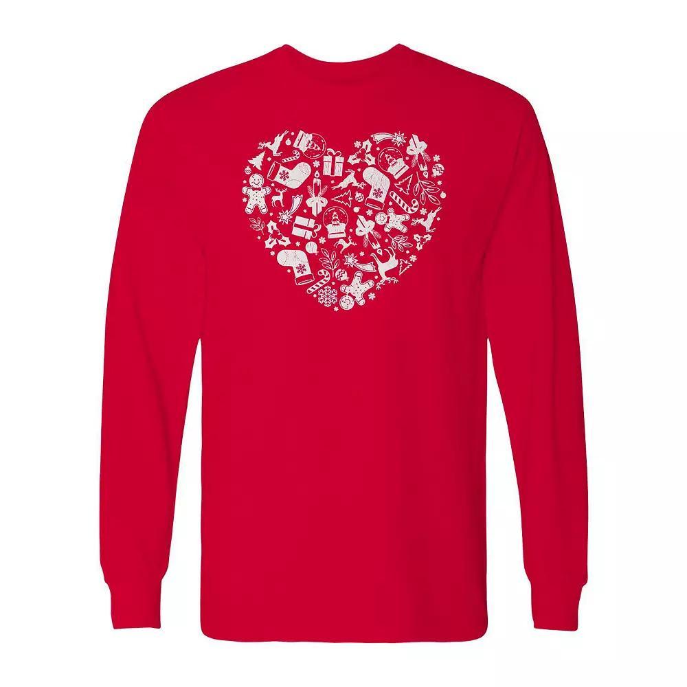 Men's Christmas Heart Long Sleeve Graphic Tee, Adult Unisex,  Product Image