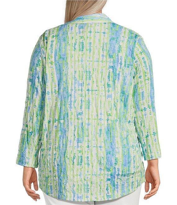 Ali Miles Plus Size Green Abstract Print Button Front Tank Set Product Image