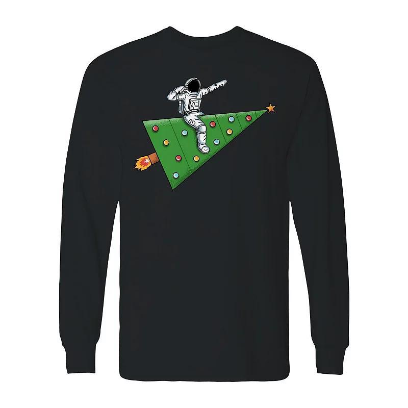 Mens Space Rocket Christmas Long Sleeve Graphic Tee Product Image