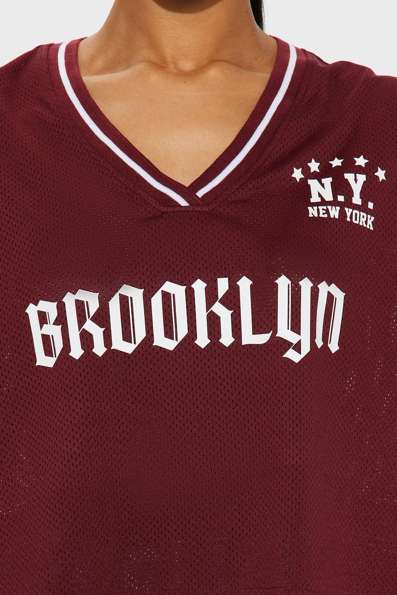 Brooklyn Cropped Jersey Tee - Burgundy Product Image