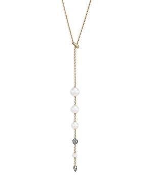 David Yurman 18K Yellow Gold Cultured Freshwater Pearl & Pave Diamond Y Necklace, 28 Product Image