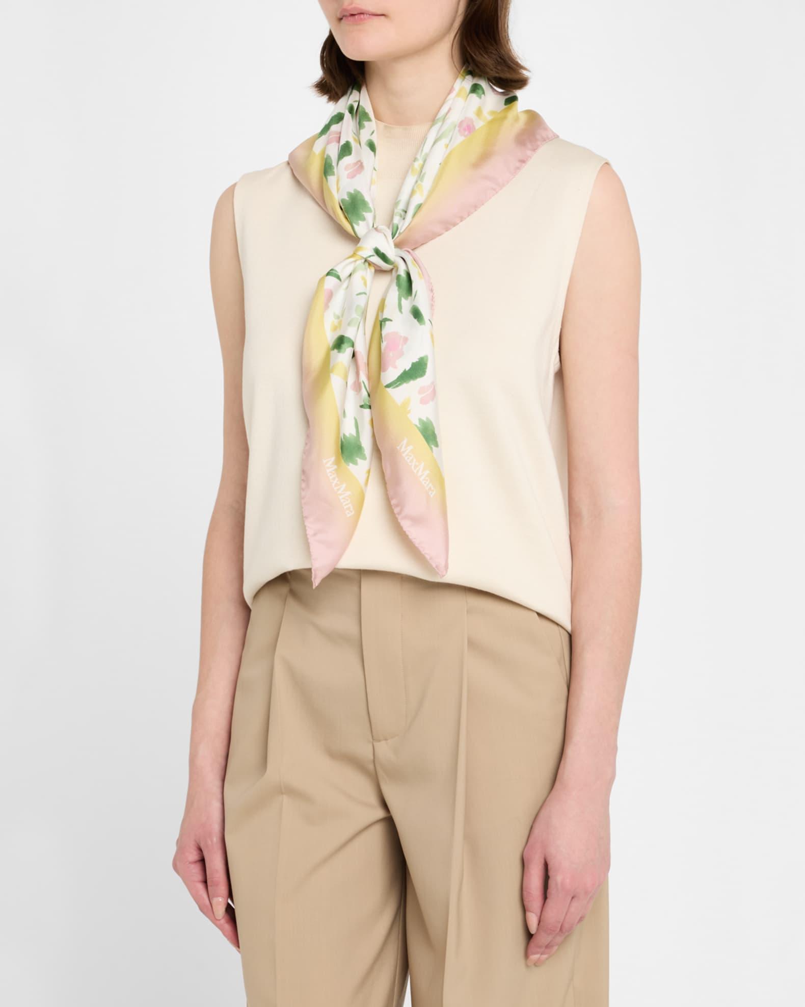 Floral-Print Square Silk Scarf  Product Image