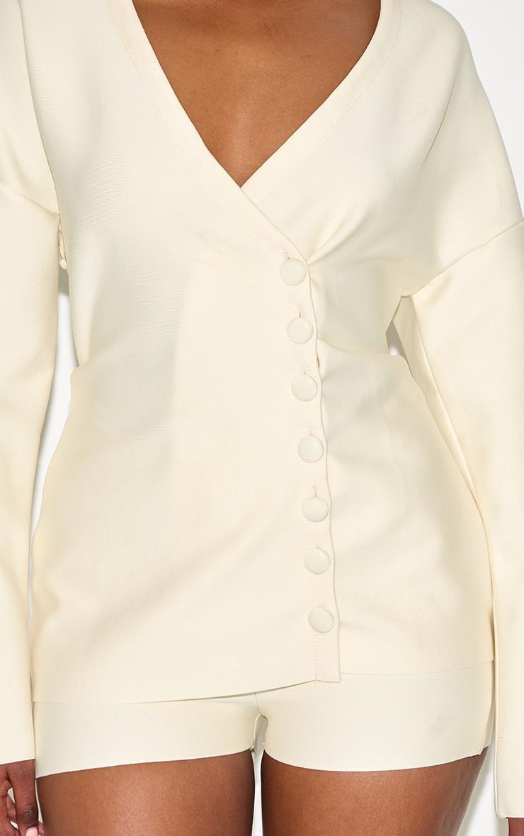 Cream Bandage Button Up Cardigan Romper Product Image