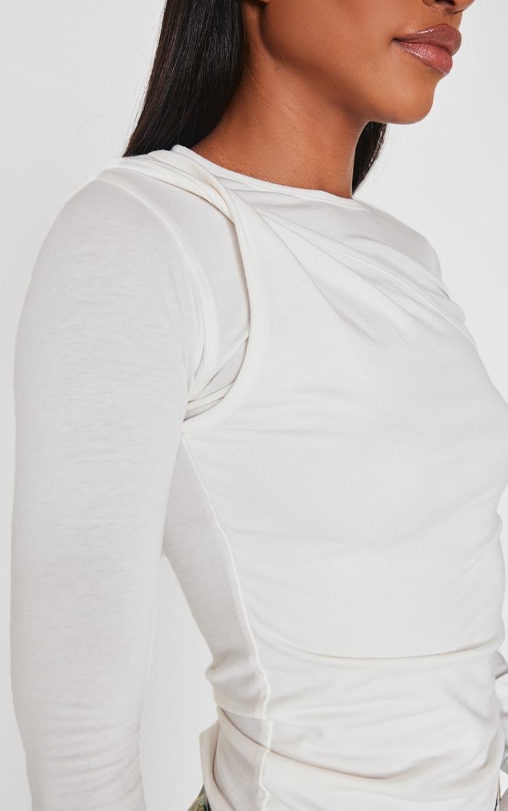 Cream Twist Detail Overlay Long Sleeve Top Product Image