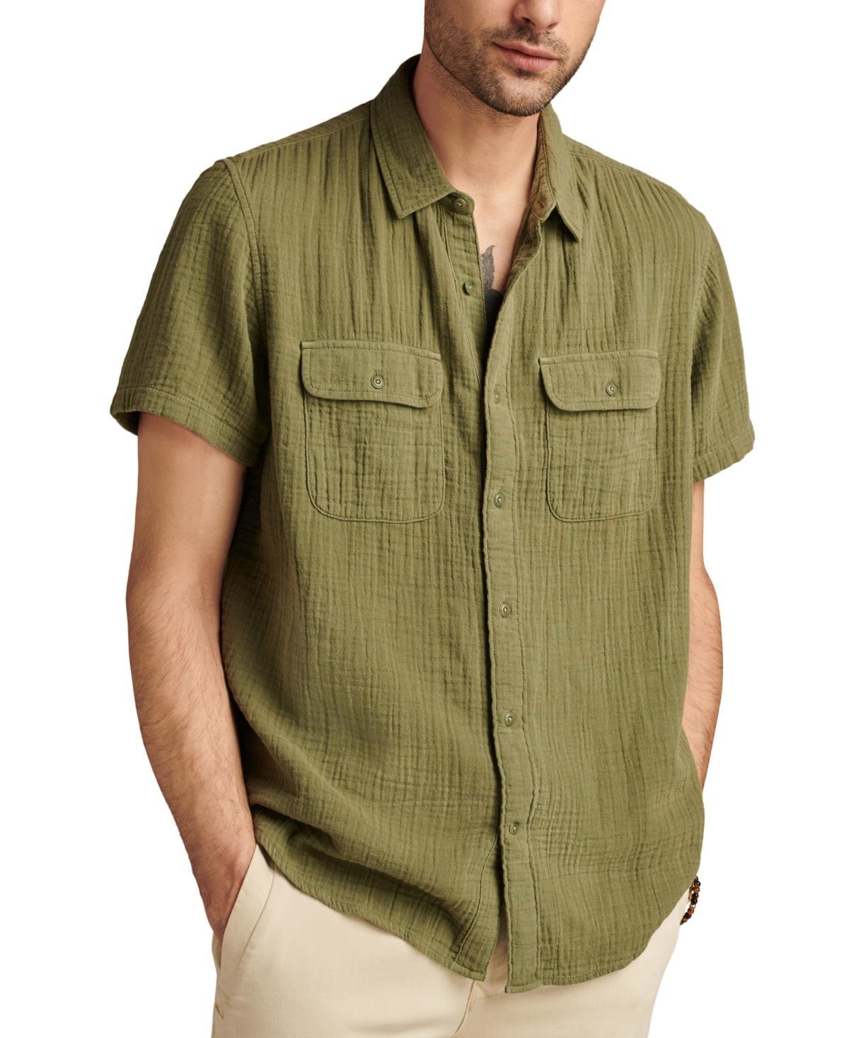 Lucky Brand Mens Double Weave Short Sleeve Button-Front Utility Shirt Product Image