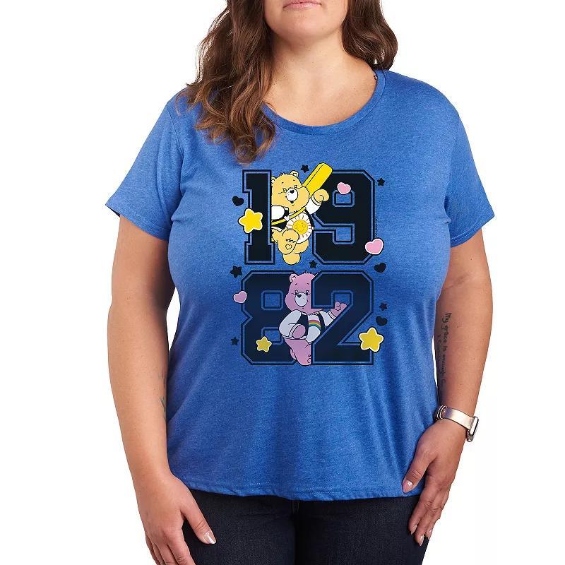 Plus Care Bears 1982 Graphic Tee, Women's, Size: 2XL, Grey Royal Blue Product Image