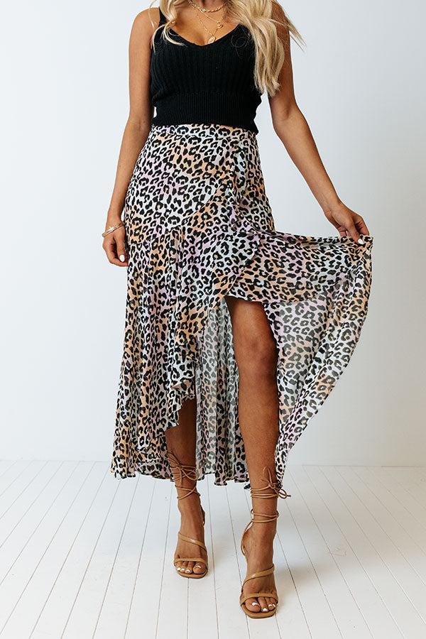 Only Sunshine Leopard Skirt In Peach Product Image