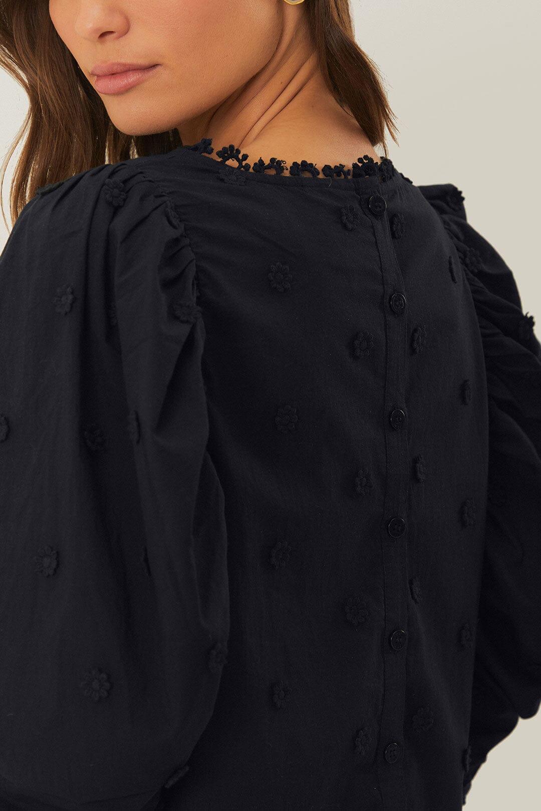 Black 3D Flowers Blouse, BLACK / M Product Image