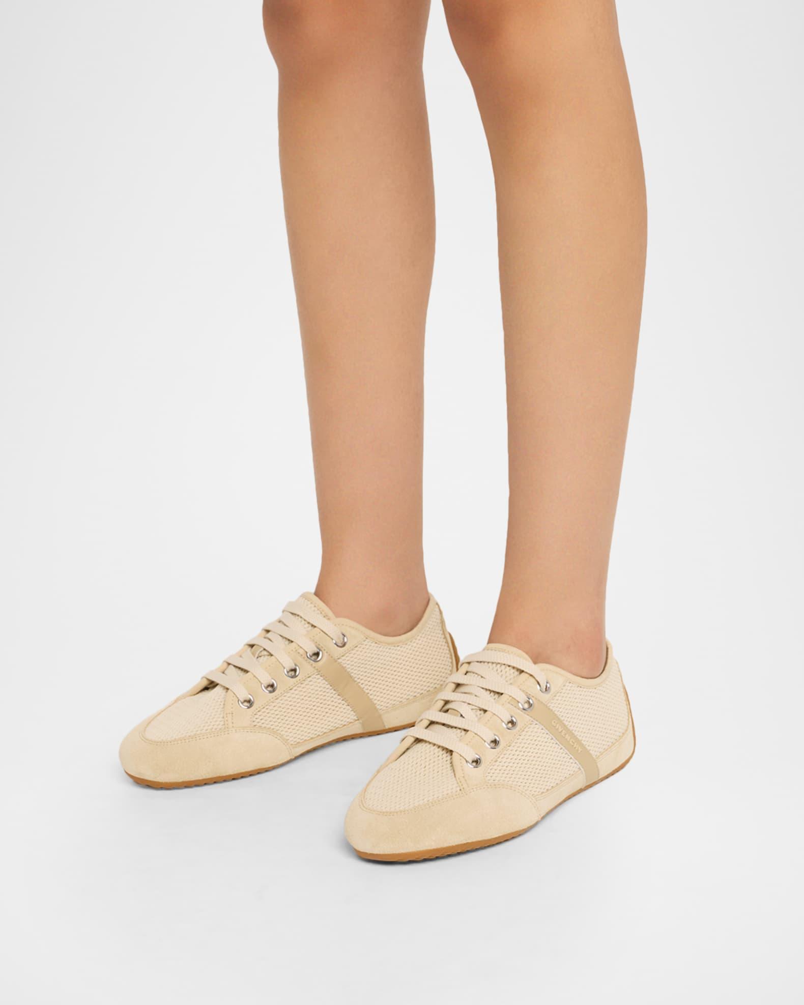 Mesh And Suede Slim Low-Top Sneakers Product Image