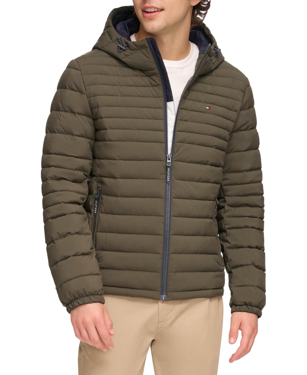 Men's Tommy Hilfiger Hooded Puffer Jacket, Size: XXL, Beige White Camoflauge Product Image