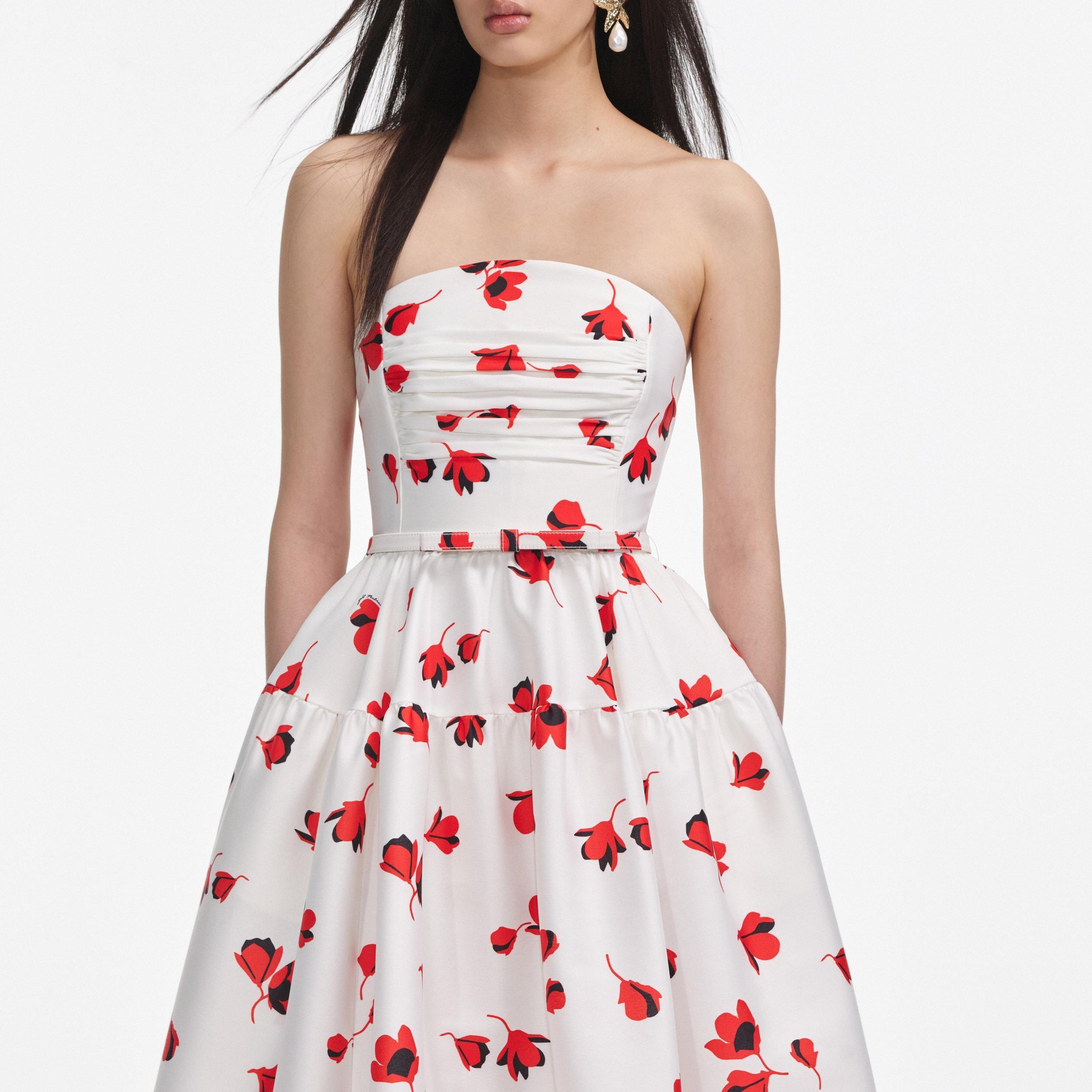 Floral Print Taffeta Midi Dress Product Image