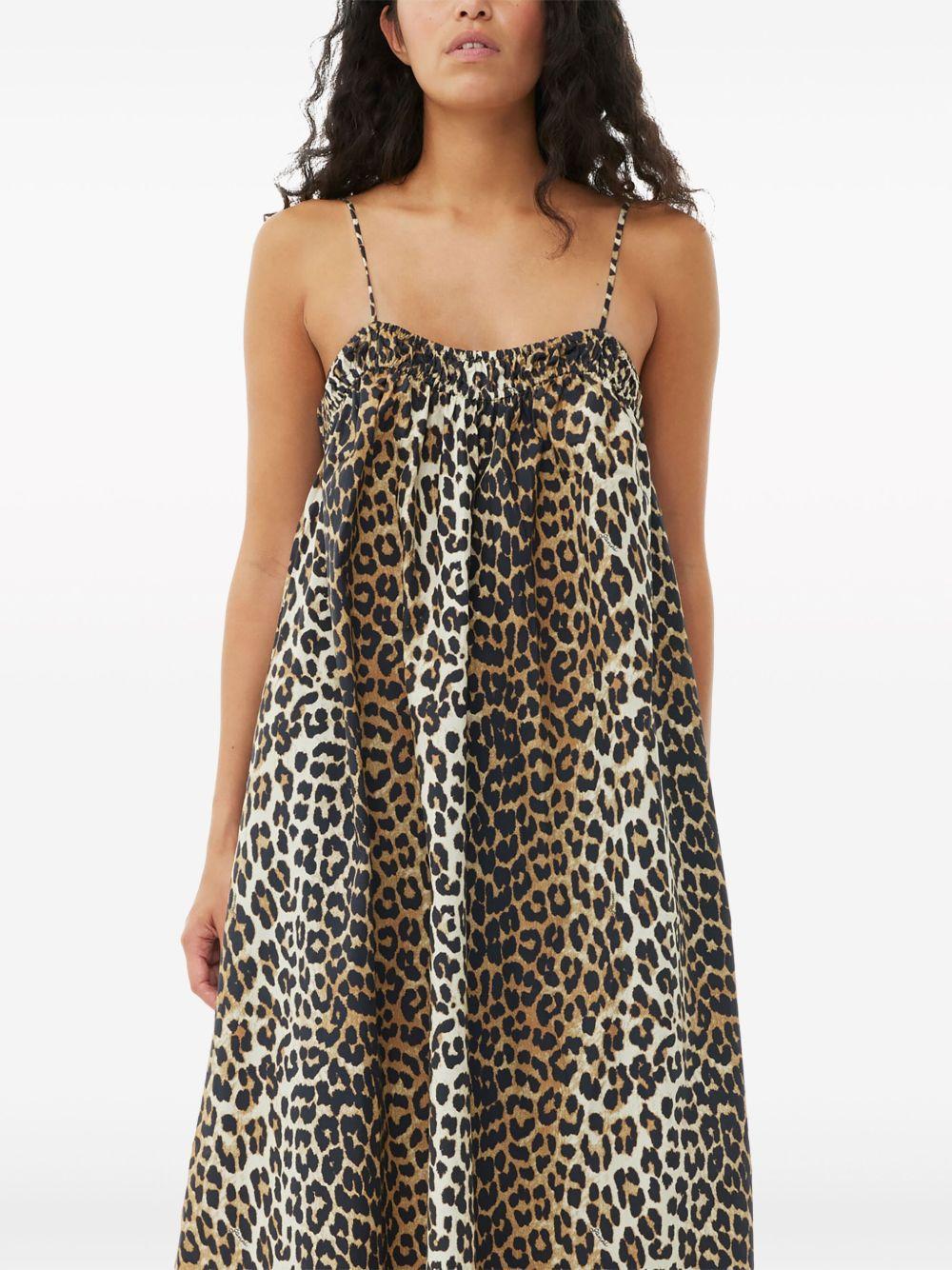 leopard-print cotton midi dress Product Image