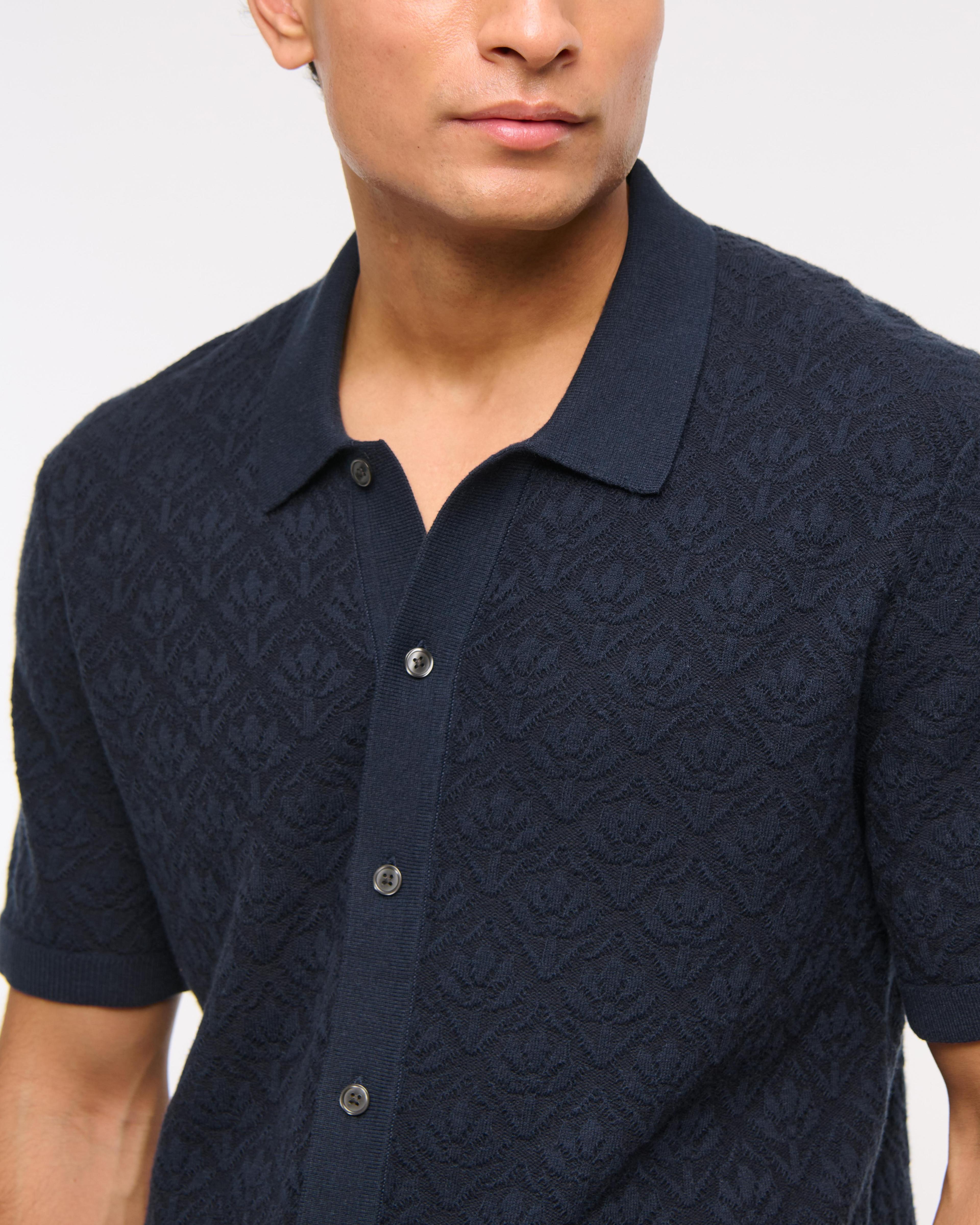 Jacquard Button-Through Sweater Polo Product Image