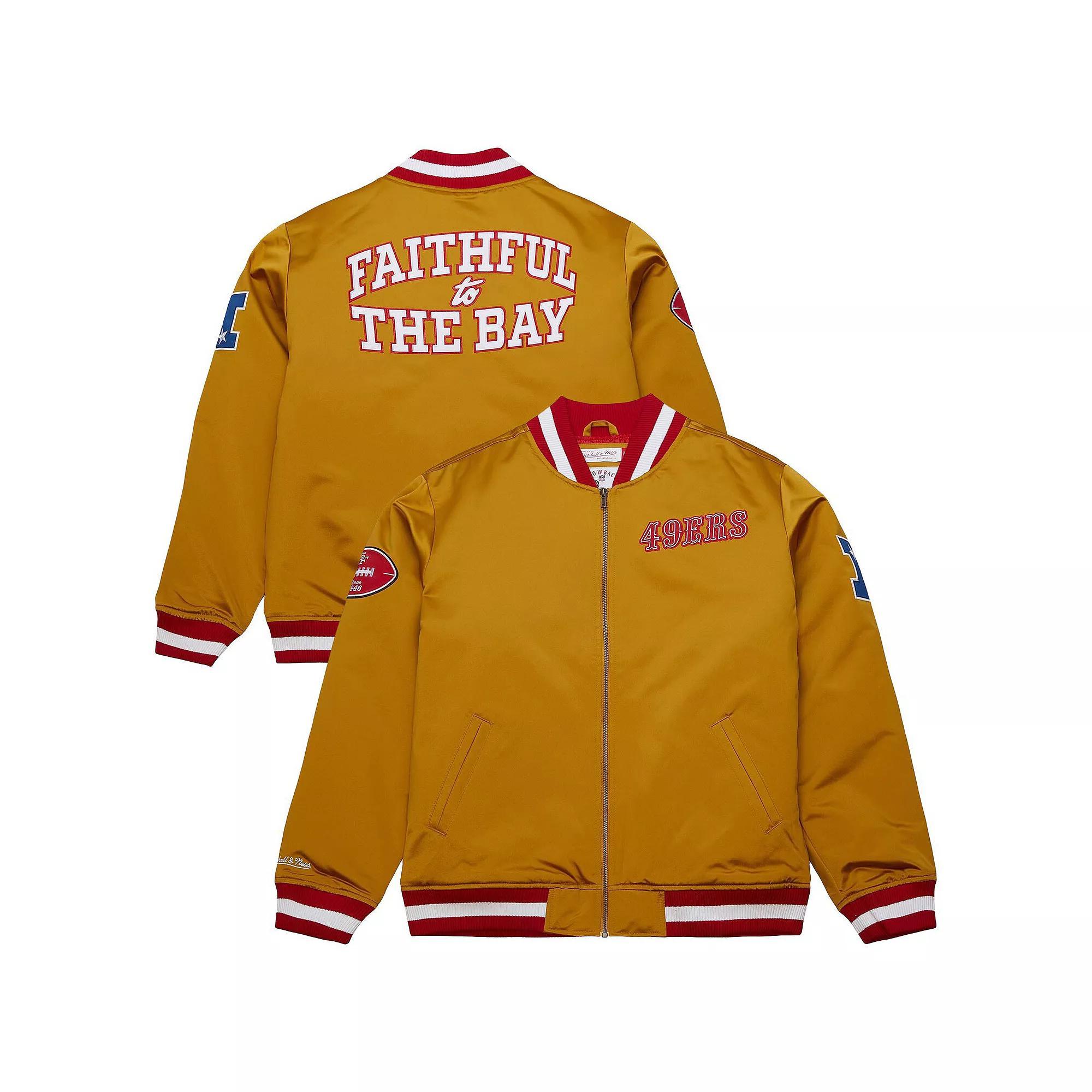 Men's Mitchell & Ness Gold San Francisco 49ers Heavyweight Full-Zip Satin Jacket,  Product Image