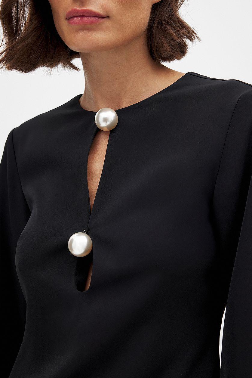 Pearl Details Mini Dress Product Image