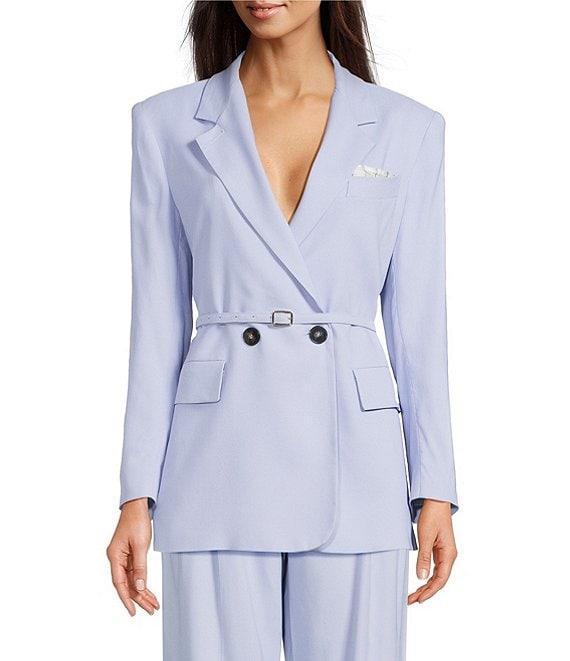 Marella Manisa Stretch Twill Notch Lapel Collar Long Sleeve Double Breasted Belted Coordinating Jacket Product Image