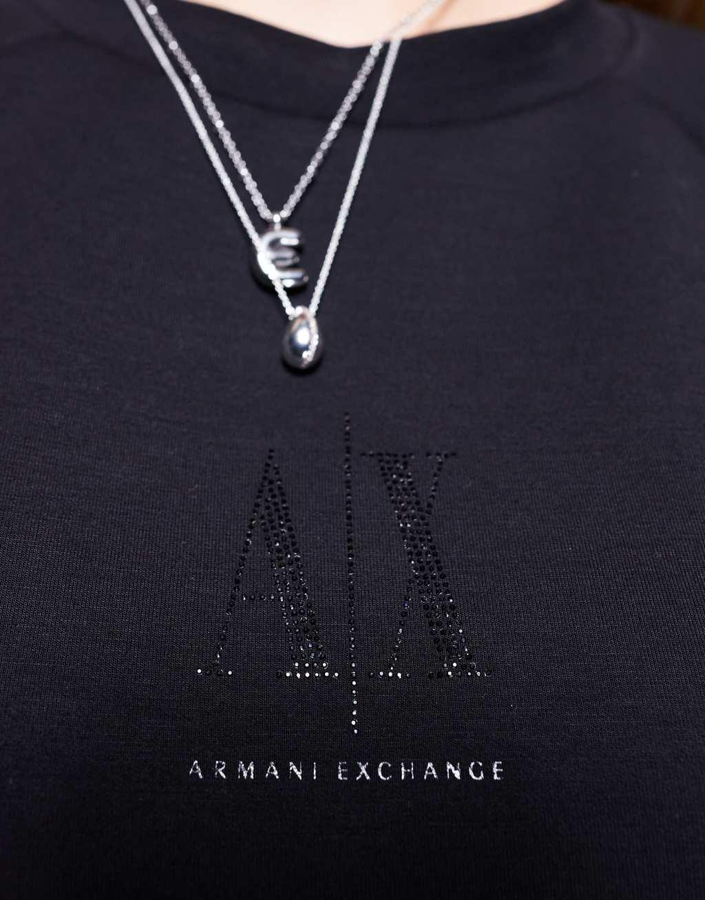 Armani Exchange central tonal logo sweatshirt in black Product Image