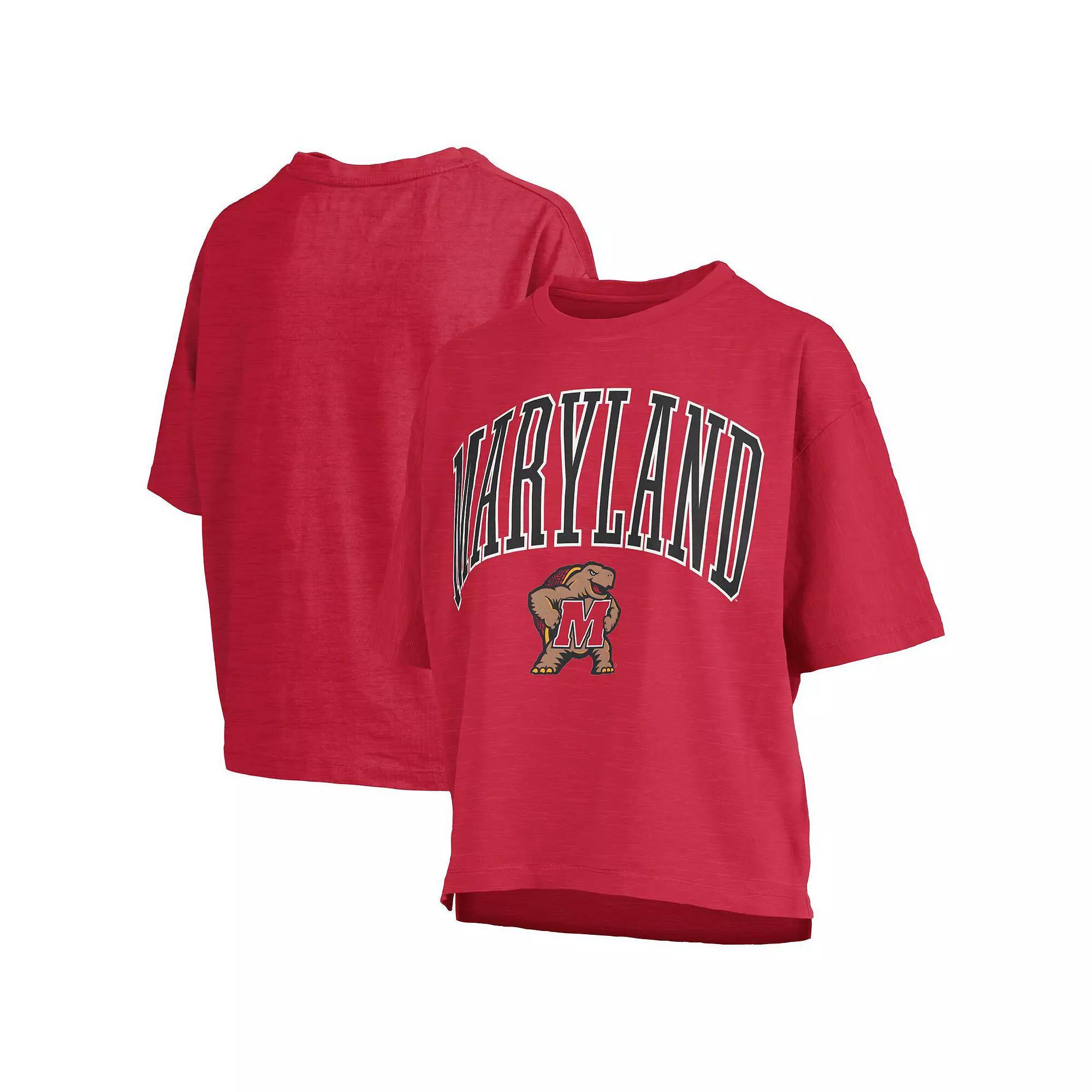 Women's Pressbox Red Maryland Terrapins Nelson Arch Over Logo Waist Length Over Product Image