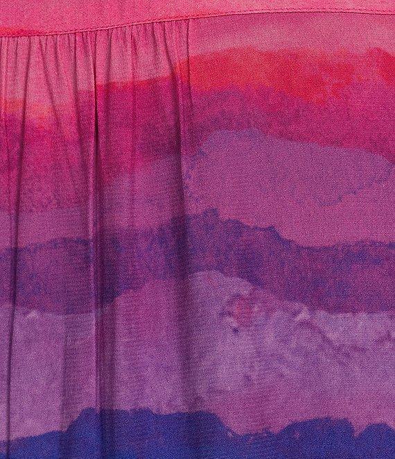 John Mark Plus Size Embroidered Tie-Dye V-Neck 3/4 Sleeve Top Product Image