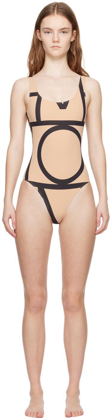 Tan & Black Monogram Swimsuit In 910 Monogram Print Product Image