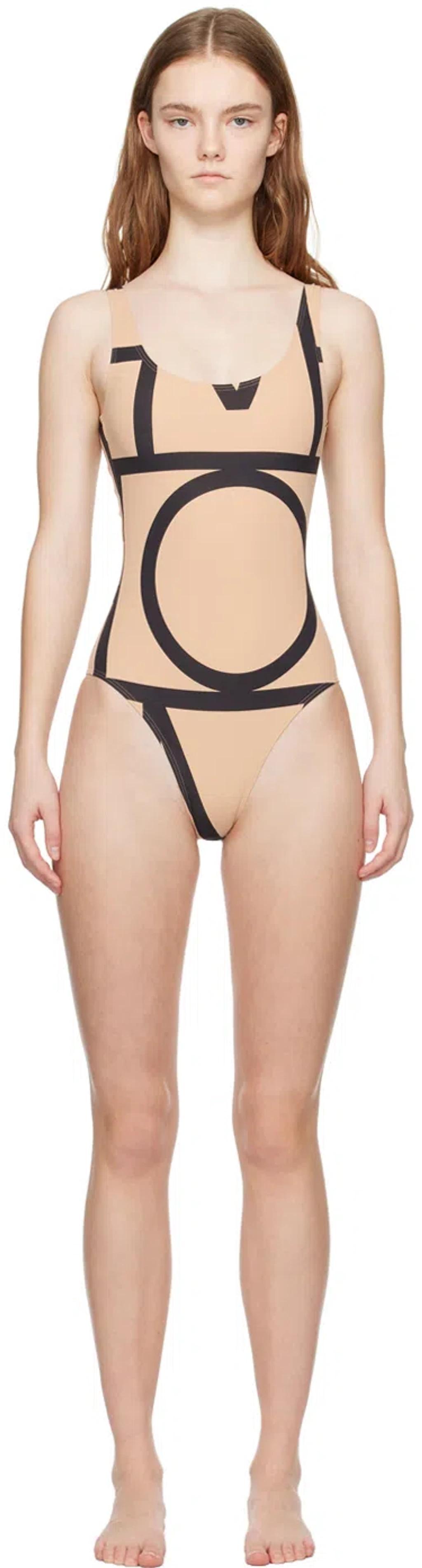 Tan & Black Monogram Swimsuit In 910 Monogram Print Product Image