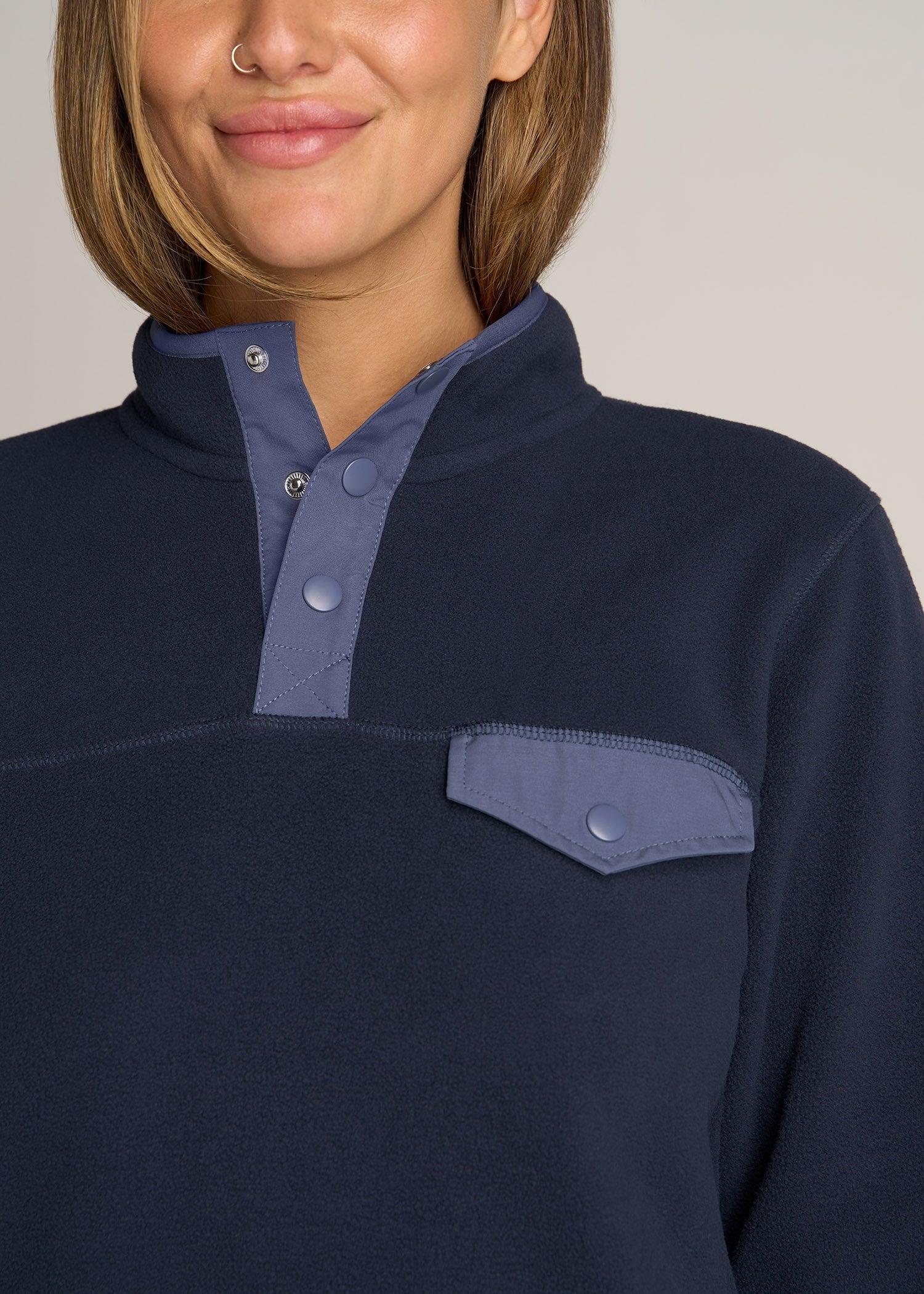 Polar Fleece 3-Snap Pullover Sweater for Tall Women in Regal Blue Product Image