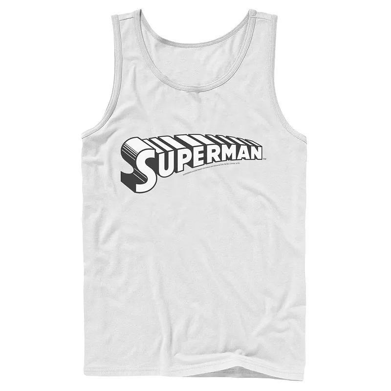 Men's DC Comics Superman Black & White Text Chest Logo Tank Top, Size: XL Product Image