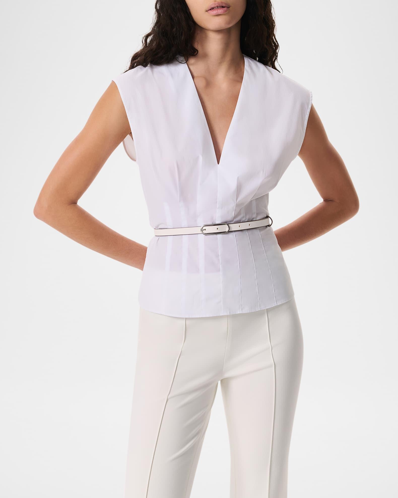 Ines V-Neck Poplin Top  Product Image