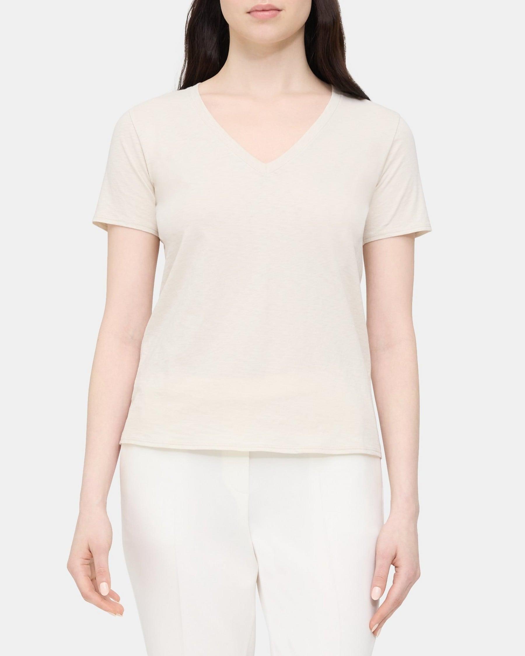 V-Neck Tee in Slub Cotton Product Image