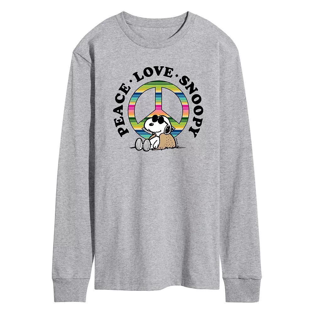 Men's Peanuts Peace Love Tee, Size: XXL, Gray Product Image