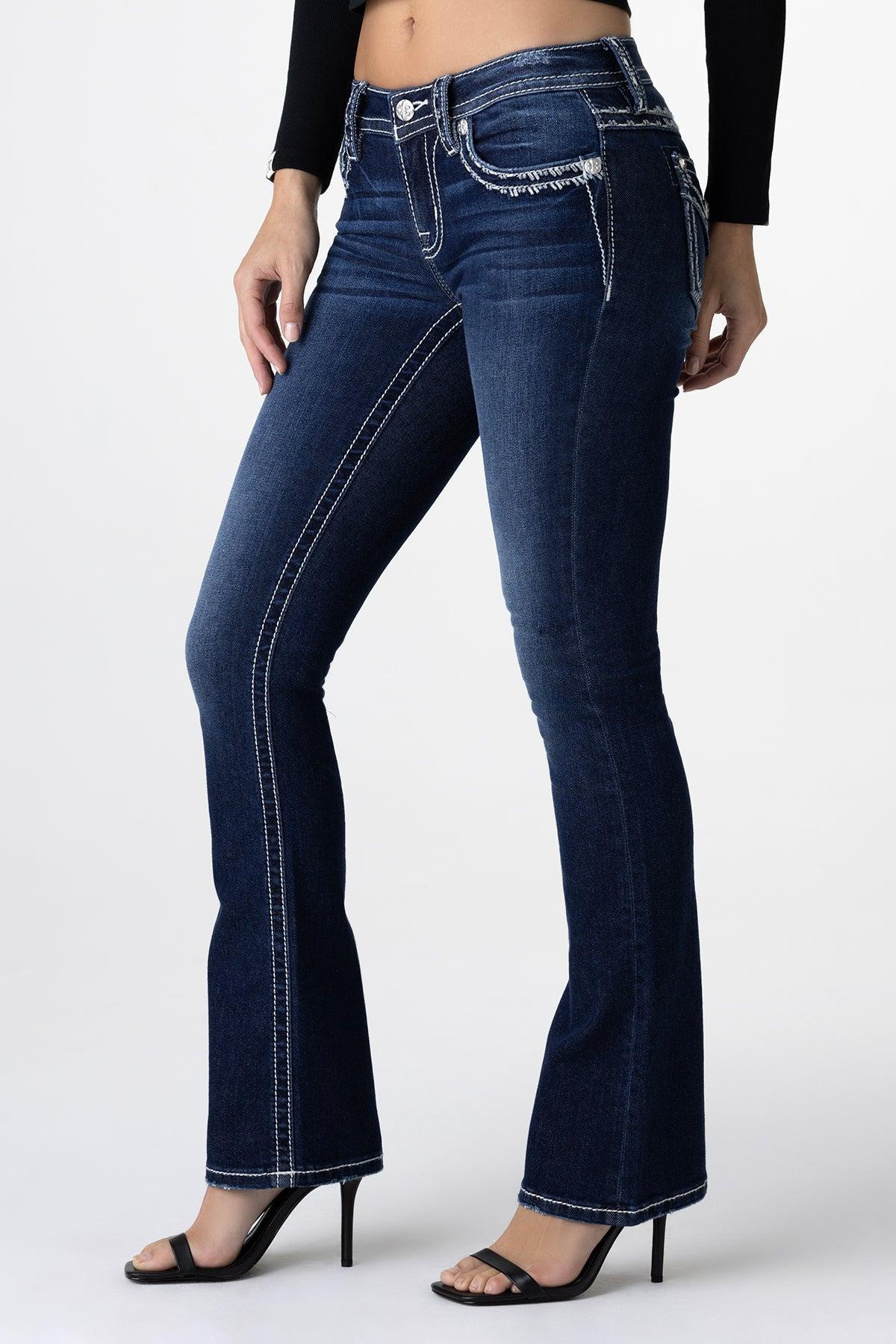 Metallic Border Stitch Bootcut Jeans Product Image