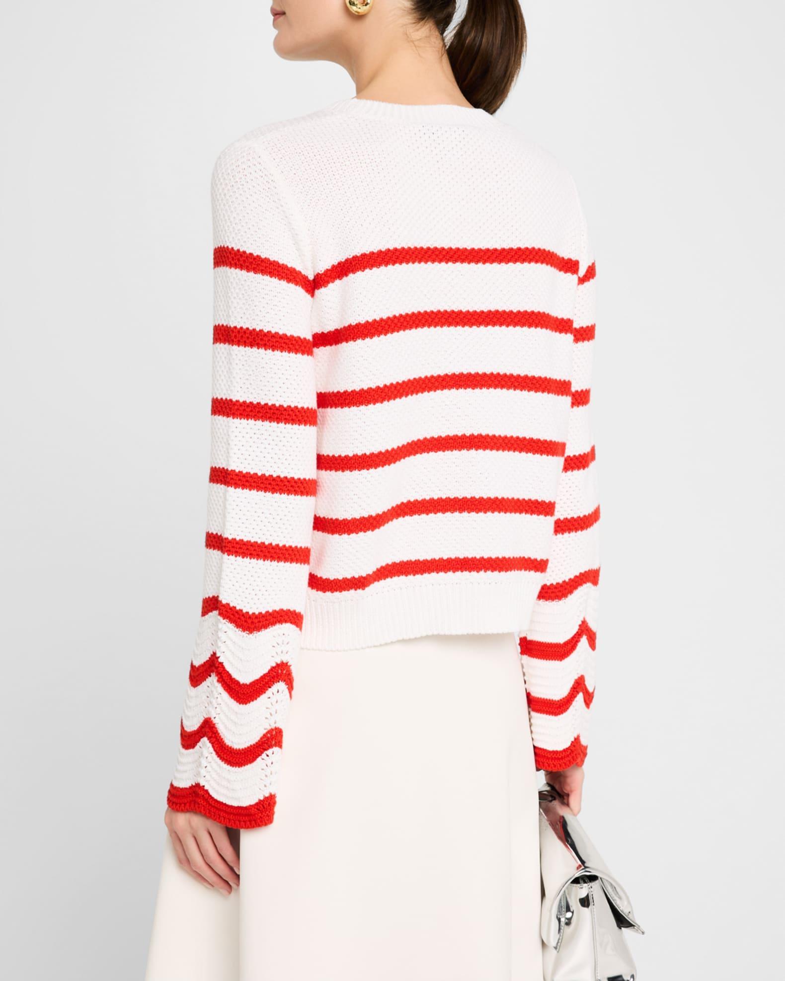 Striped Crewneck Cotton Sweater Product Image