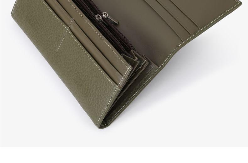 Plain Faux Leather Long Wallet Product Image