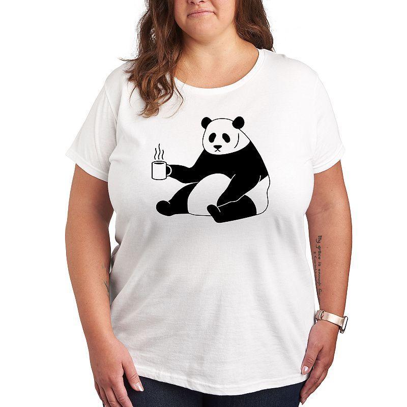 Plus Coffee Panda Graphic Tee, Women's, Size: 4XL, Grey Gray Product Image