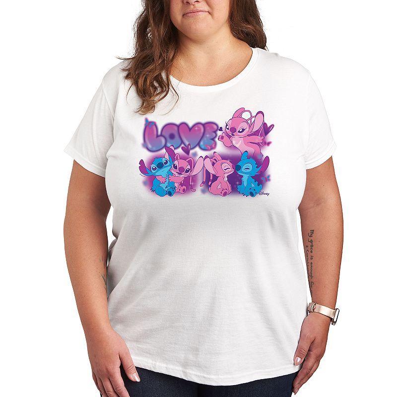 Disney's Lilo & Stitch Plus Love Grid Graphic Tee, Women's, Size: 3XL, Grey Gray Product Image