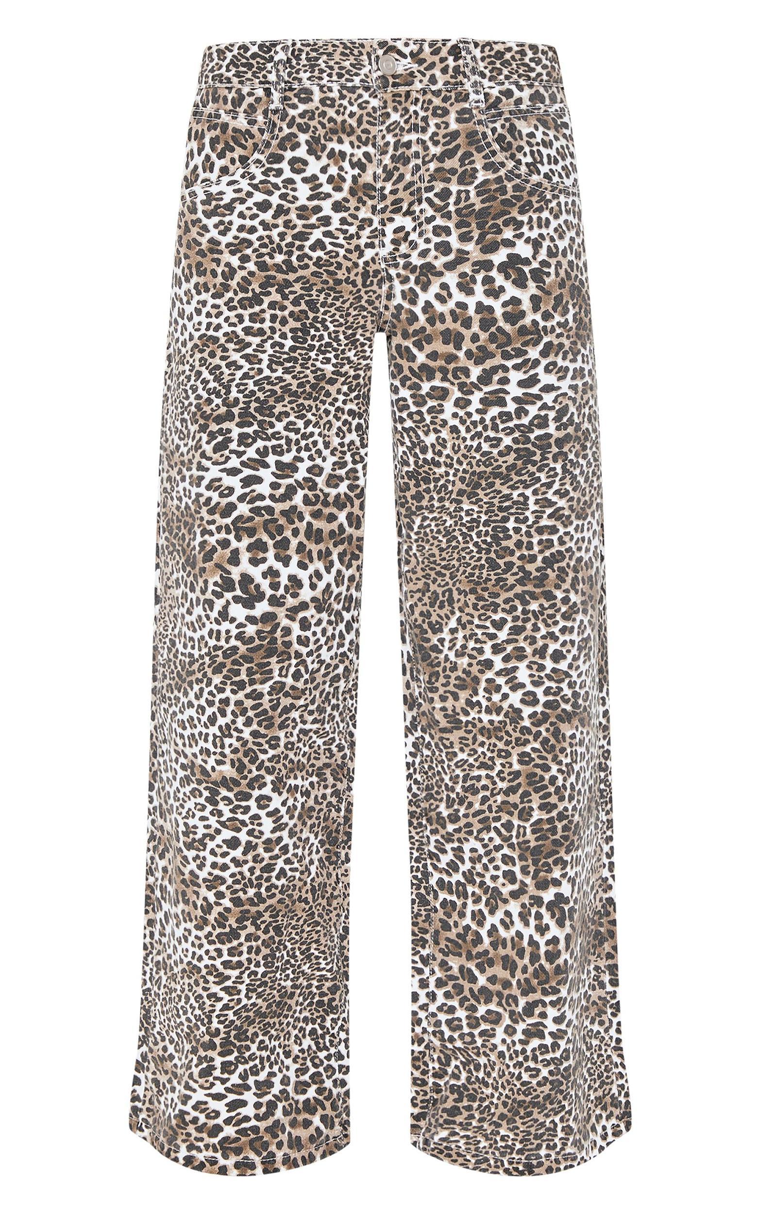 Leopard Print High Waist Wide Leg Jeans Product Image