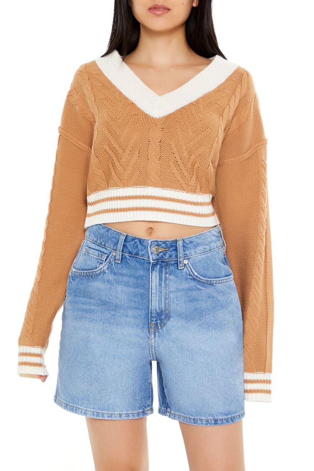 Cropped Cable Knit Sweater | Forever 21 Product Image