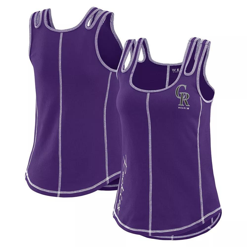 Women's WEAR by Erin Andrews Purple Colorado Rockies Contrast Stitch Tank Top,  Product Image