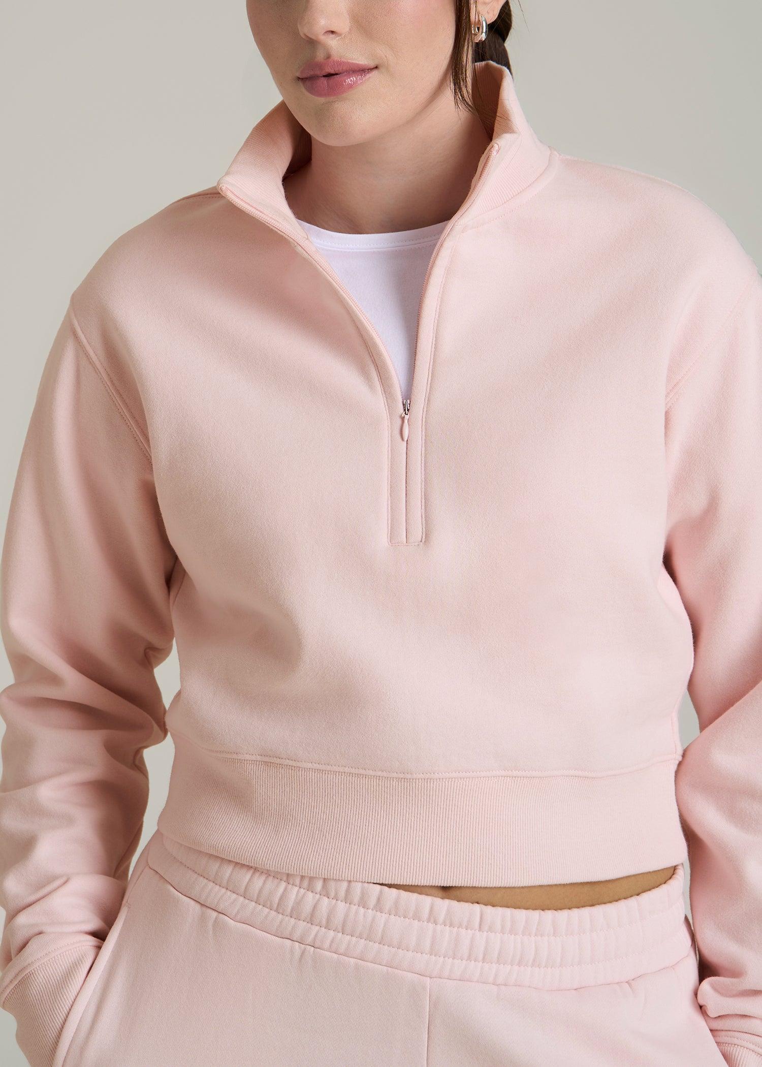 Wearever 2.0 Half-Zip Cropped Sweatshirt for Tall Women in Barely Pink Product Image