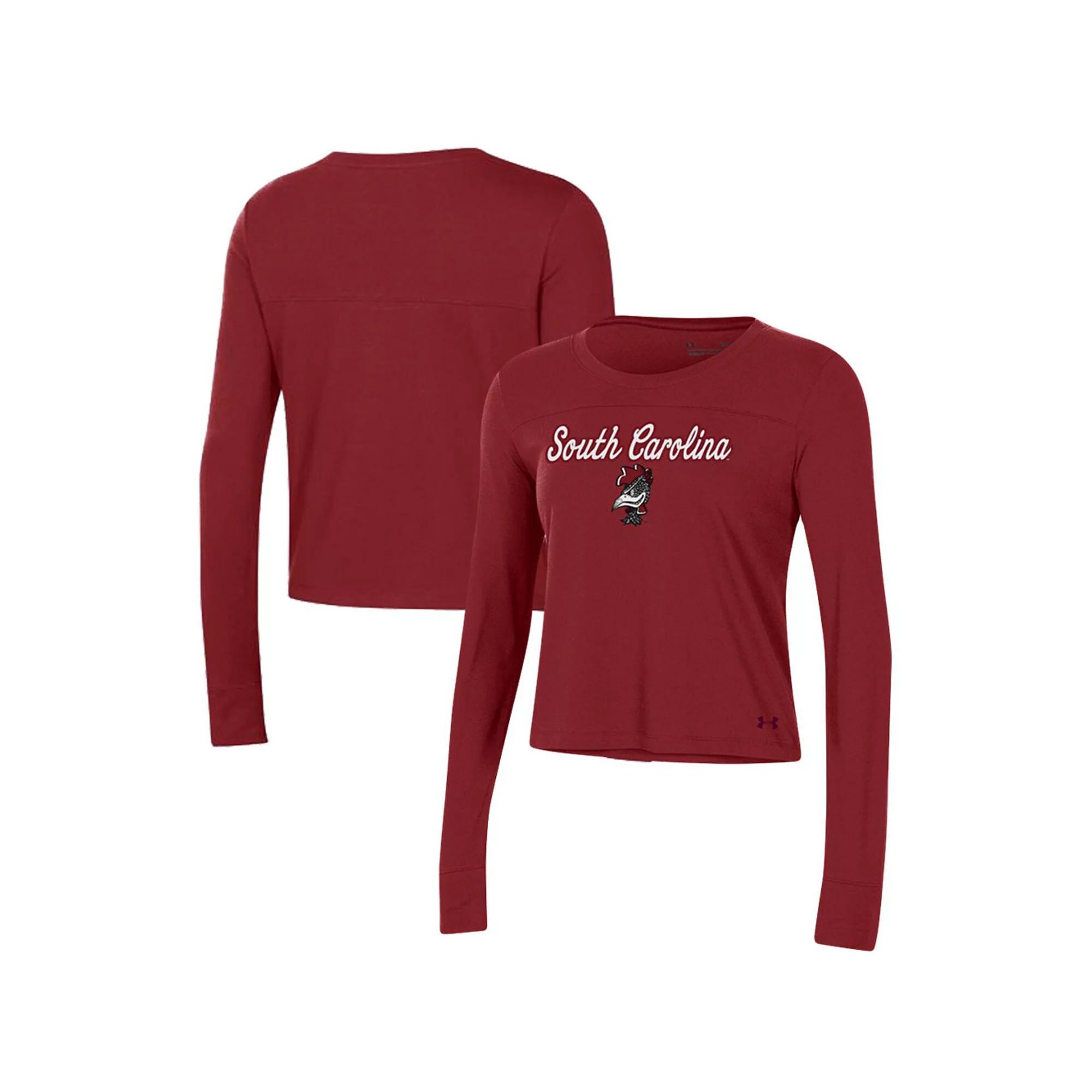 Women's Under Armour Cardinal South Carolina Gamecocks Vault Cropped Long Sleeve T-Shirt,  Product Image