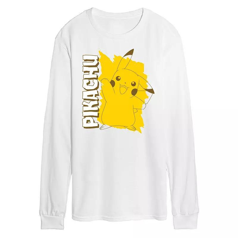 Men's Pokemon Pikachu Long Sleeve Graphic Tee, Size: Small, White Product Image