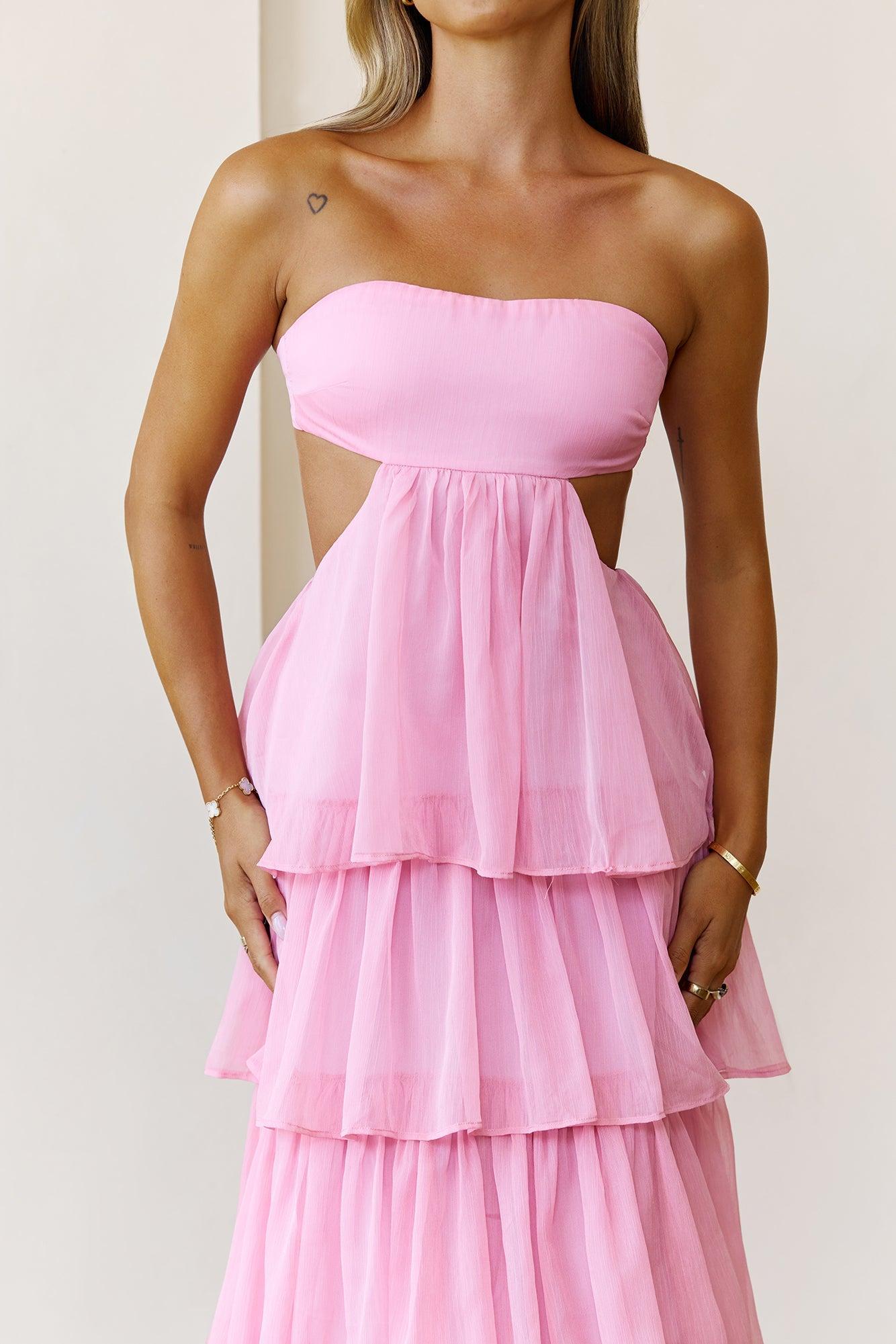 Luxe Mode Strapless Maxi Dress Pink Product Image