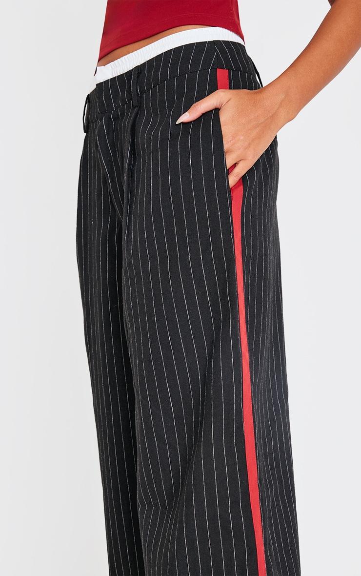 Black Tailored Woven Side Stripe Boxer Detail Straight Leg Pants Product Image